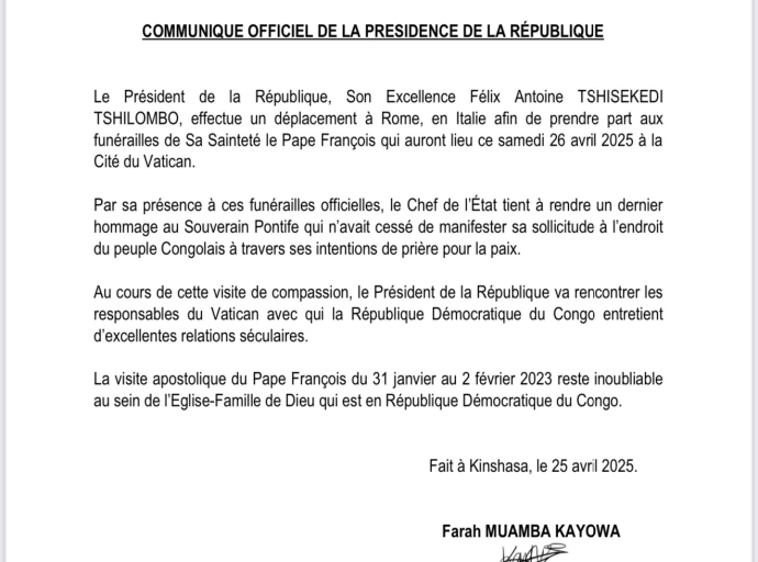 Funérailles du pape : Félix Tshisekedi attendu au Vatican